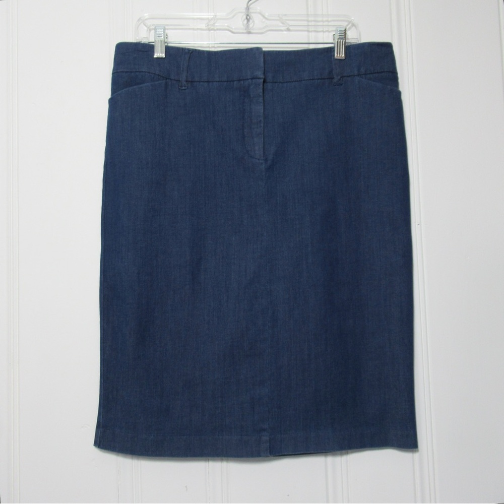 New York & Company 7th Avenue Denim Like Pencil Skirt Size 14 Career